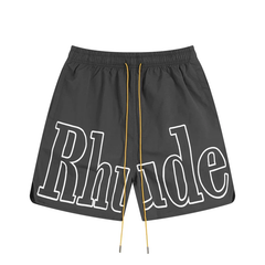 Rhude Hot Dark Grey Big Outline Logo Shorts