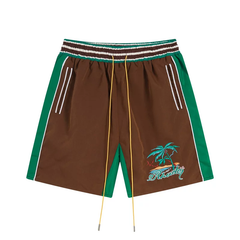 Rhude Hot Palm Embroidered Brown Green Shorts