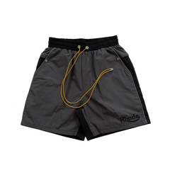 Rhude Hot Grey Black Two‑Tone Embroidered Shorts