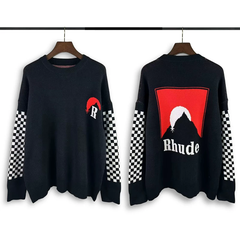 Rhude Mountain Checkerboard Sleeve Knit Sweater