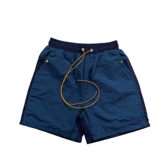 Rhude Hot Navy Two‑Tone Embroidered Shorts