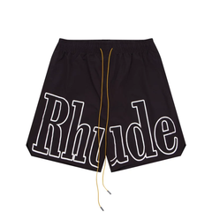 Rhude Hot Black Big Outline Logo Shorts
