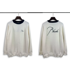Rhude Cream Black Collar Script Knit Sweater