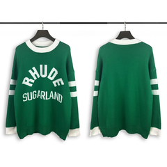Rhude Sugarland Green Stripe Knit Sweater