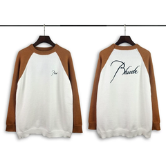 Rhude Script Logo Brown White Raglan Knit Sweater