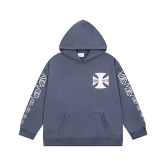 RHUDE Boys Cross Logo Sleeve Print Hoodie Slate Grey