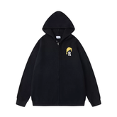 RHUDE R Logo Knit Zip‑Up Hooded Cardigan