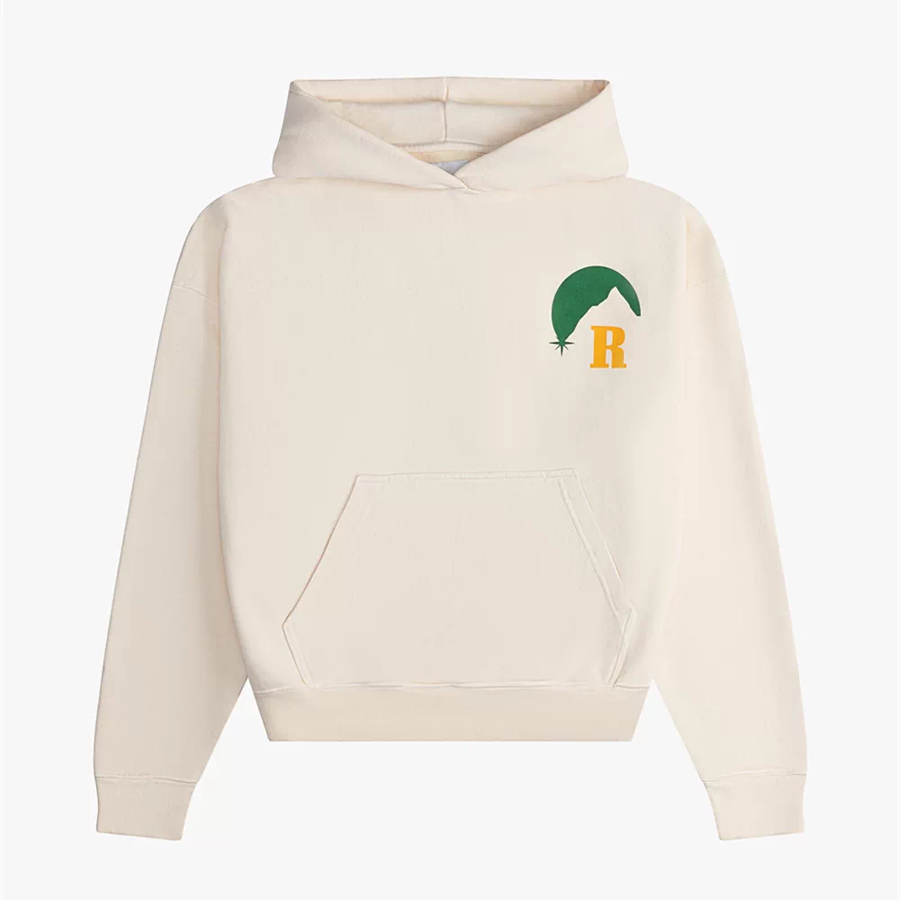 RHUDE Palm R Logo Cream Pullover Hoodie