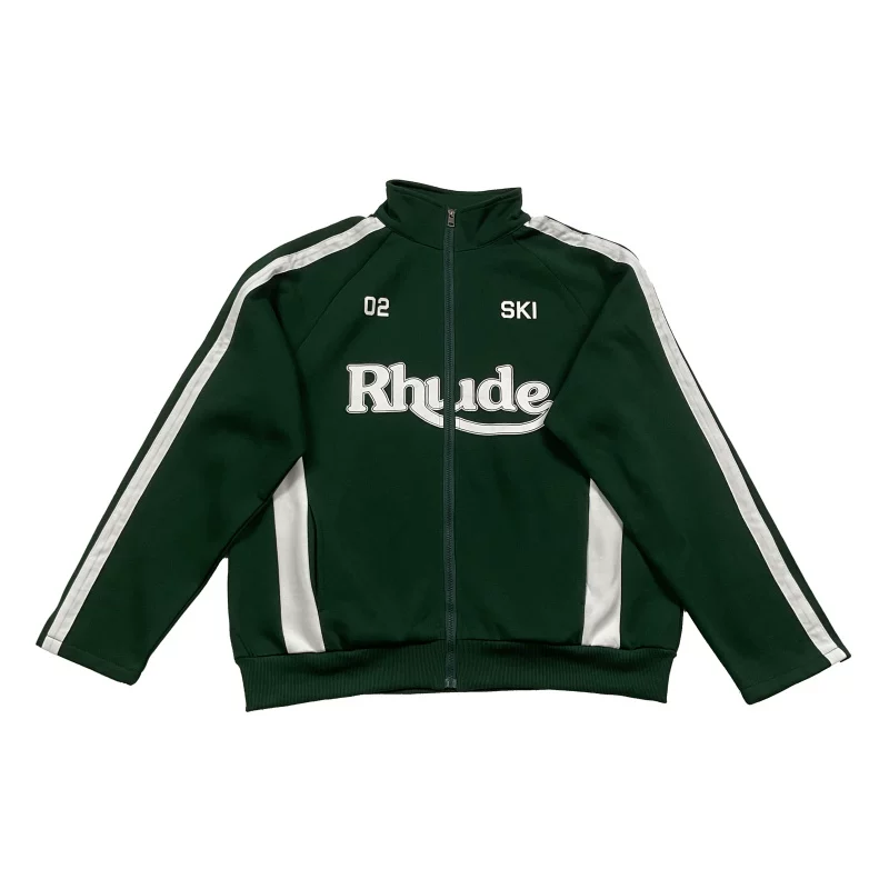 RHUDE Ski 02 Green Striped Full Zip Track Jacket