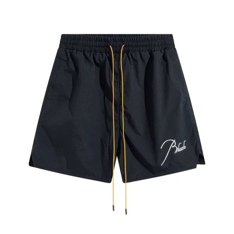 Rhude Hot Black Signature Embroidered Shorts