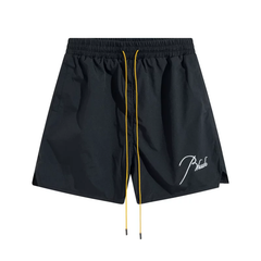 Rhude Hot Black Signature Embroidered Shorts