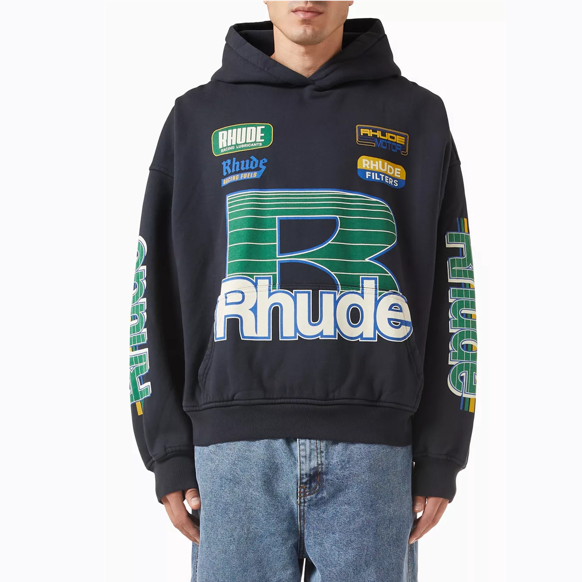 RHUDE Racing Motor Logo Pullover Hoodie
