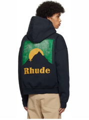 RHUDE Palm R Logo Black Cropped Hoodie