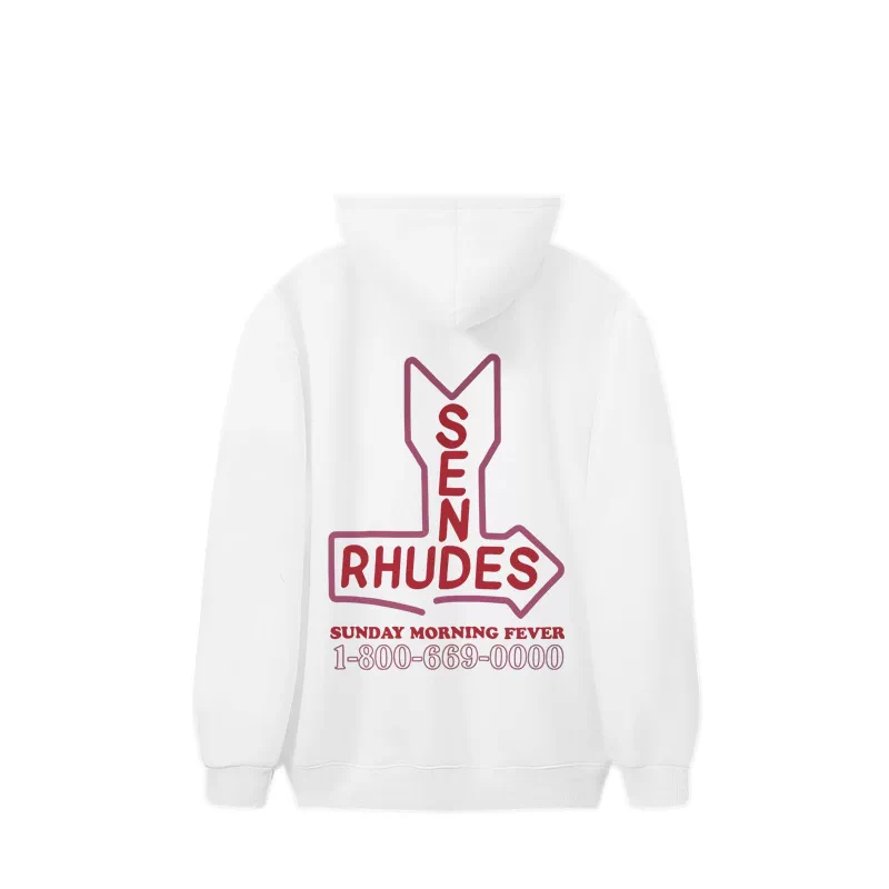 RHUDE Sen Rhudes Back Print White Hoodie