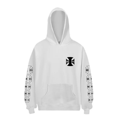 RHUDE Boys Cross Logo Sleeve Print White Hoodie