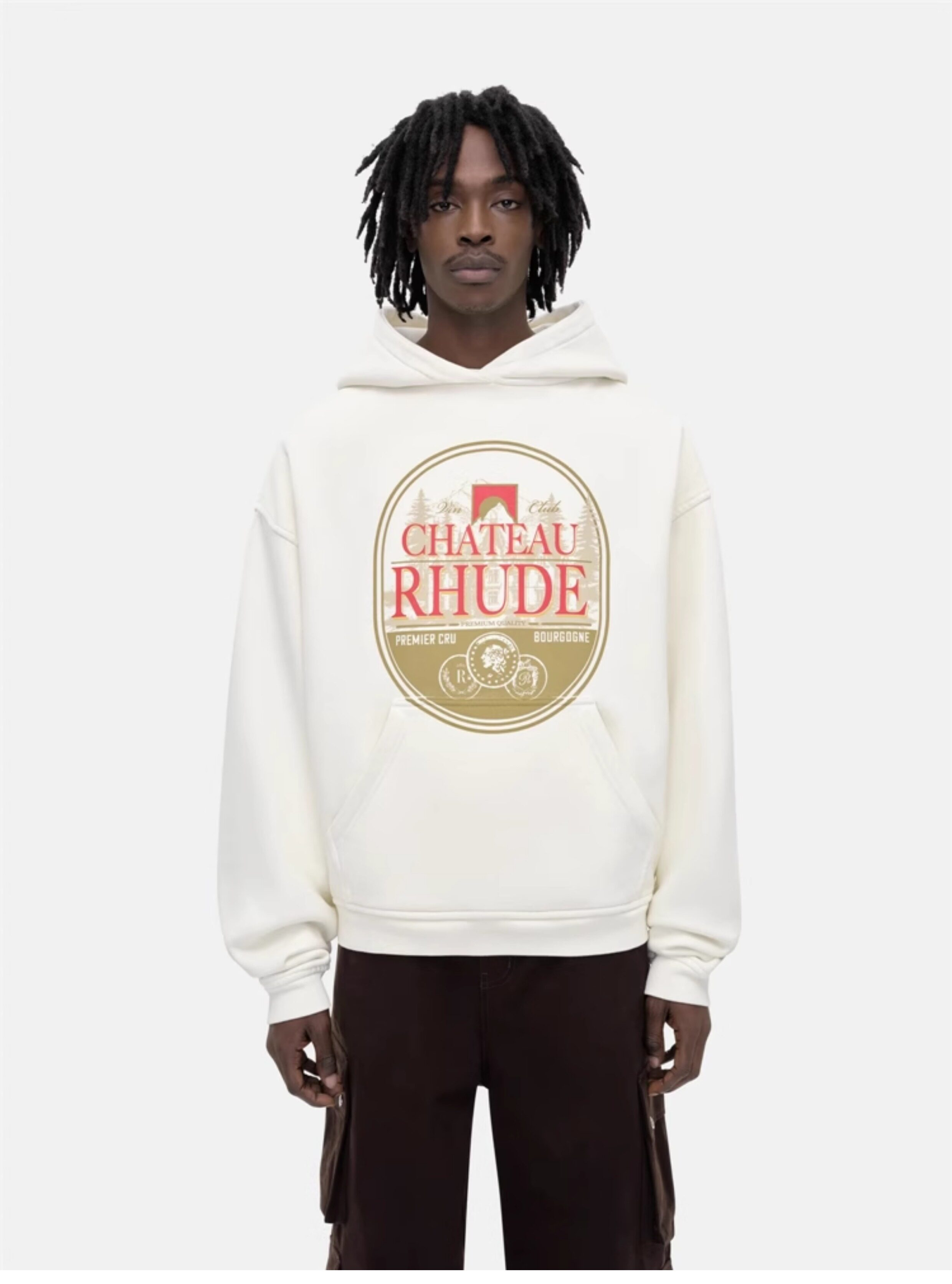 RHUDE Chateau Wine Label Print Pullover Hoodie