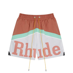 Rhude Terracotta White Color Block Nylon Casual Shorts Unisex Streetwear