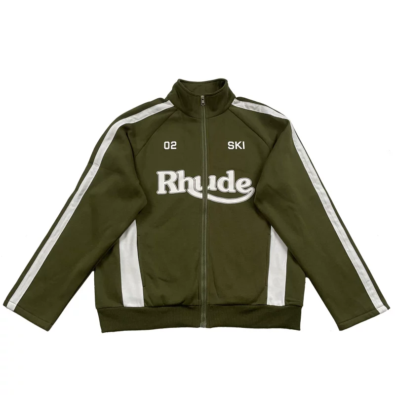 RHUDE Ski 02 Olive Striped Full Zip Track Jacket