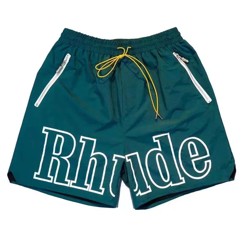 Rhude Big Outline Logo Teal Nylon Casual Shorts