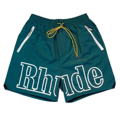 Rhude Big Outline Logo Teal Nylon Casual Shorts