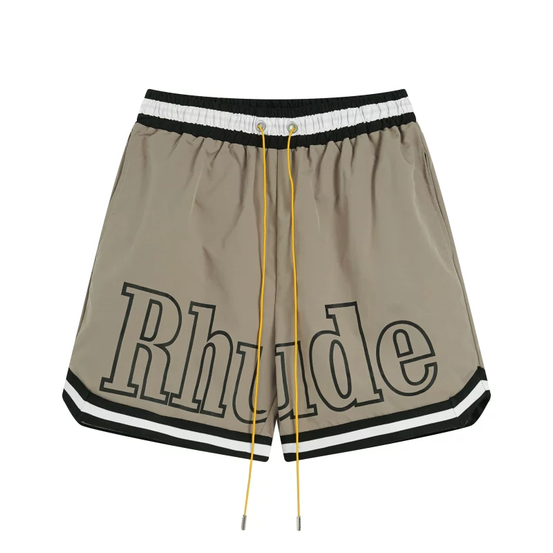 Rhude Hot Khude Striped Trim Big Logo Shorts
