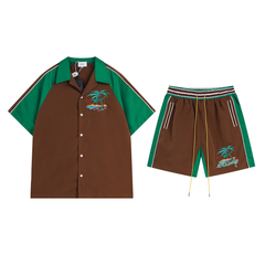 Rhude Palm Tree Brown Green 2 Piece Set
