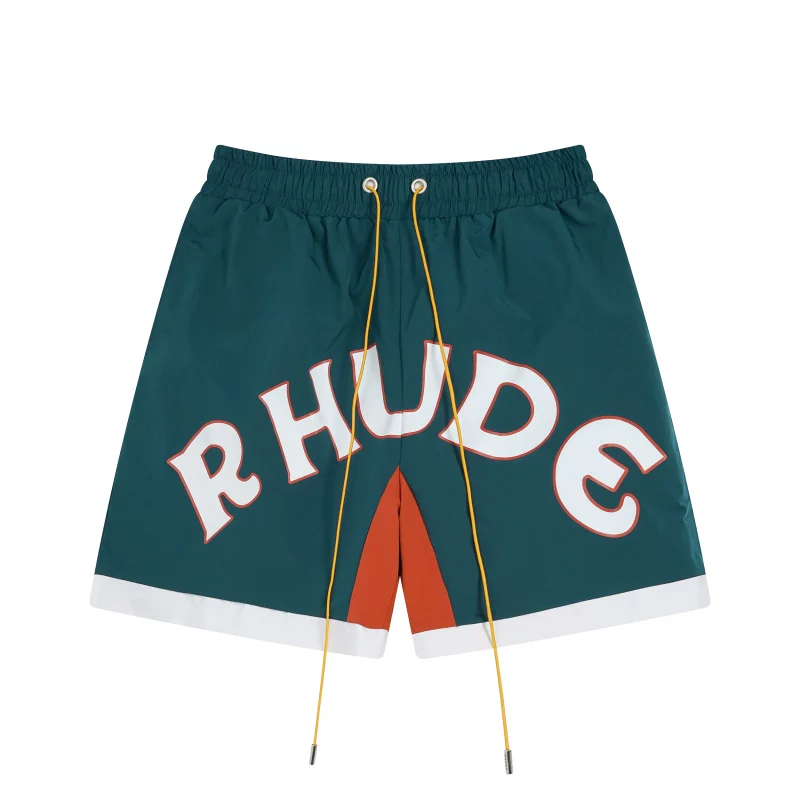 Rhude Arch Logo Teal Nylon Casual Shorts Unisex Streetwear