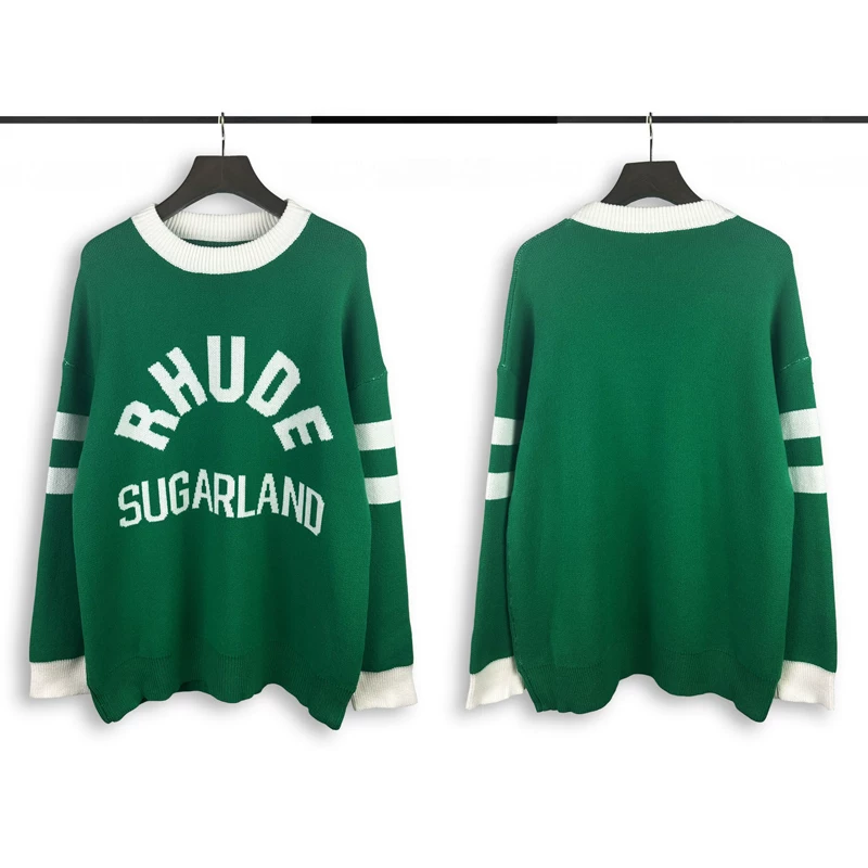 Rhude Sugarland Green Stripe Knit Sweater