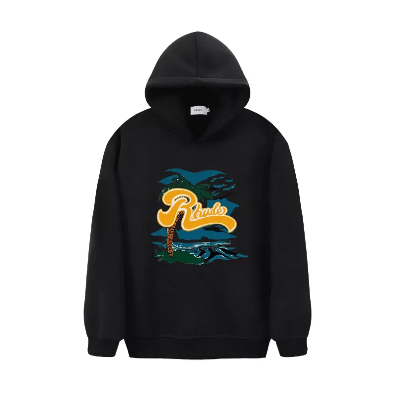 RHUDE Palm Beach Scene Black Hoodie