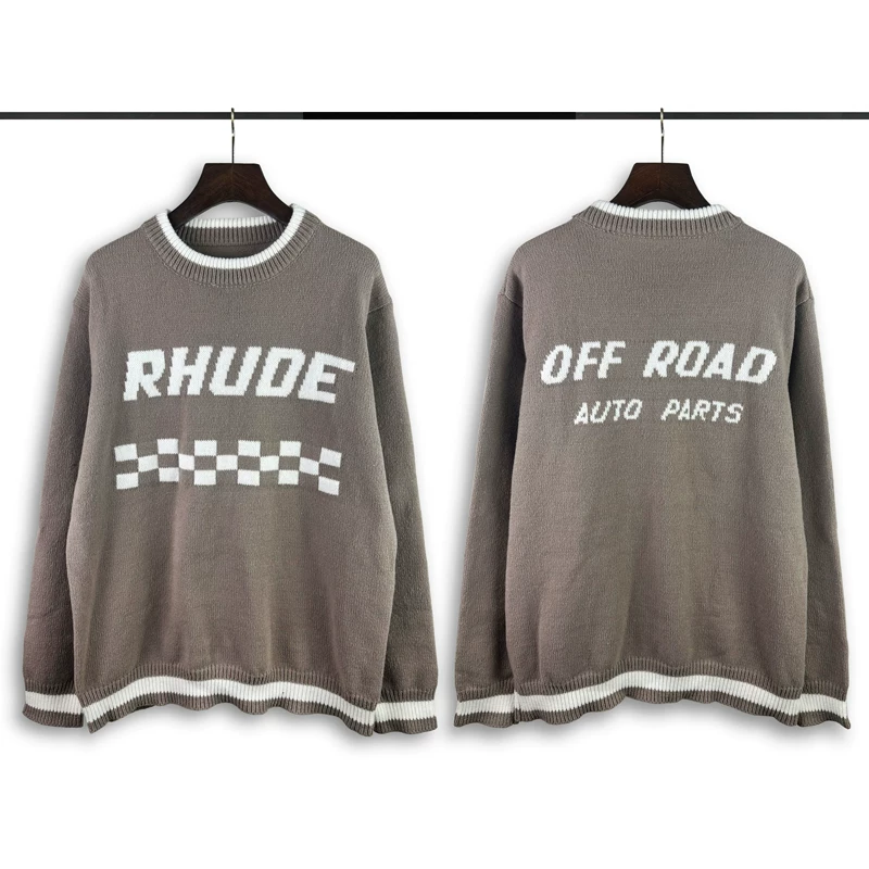Rhude Off Road Auto Parts Checkerboard Knit Sweater