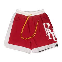 Rhude Hot Red Color Block Basketball Shorts