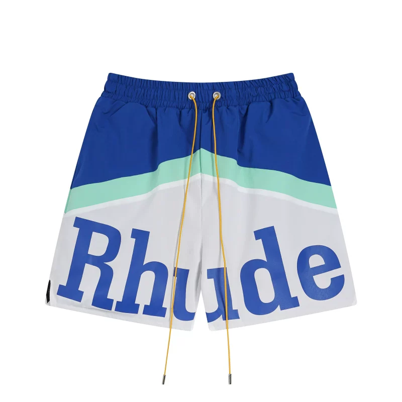 Rhude Blue White Color Block Nylon Casual Shorts Unisex Streetwear