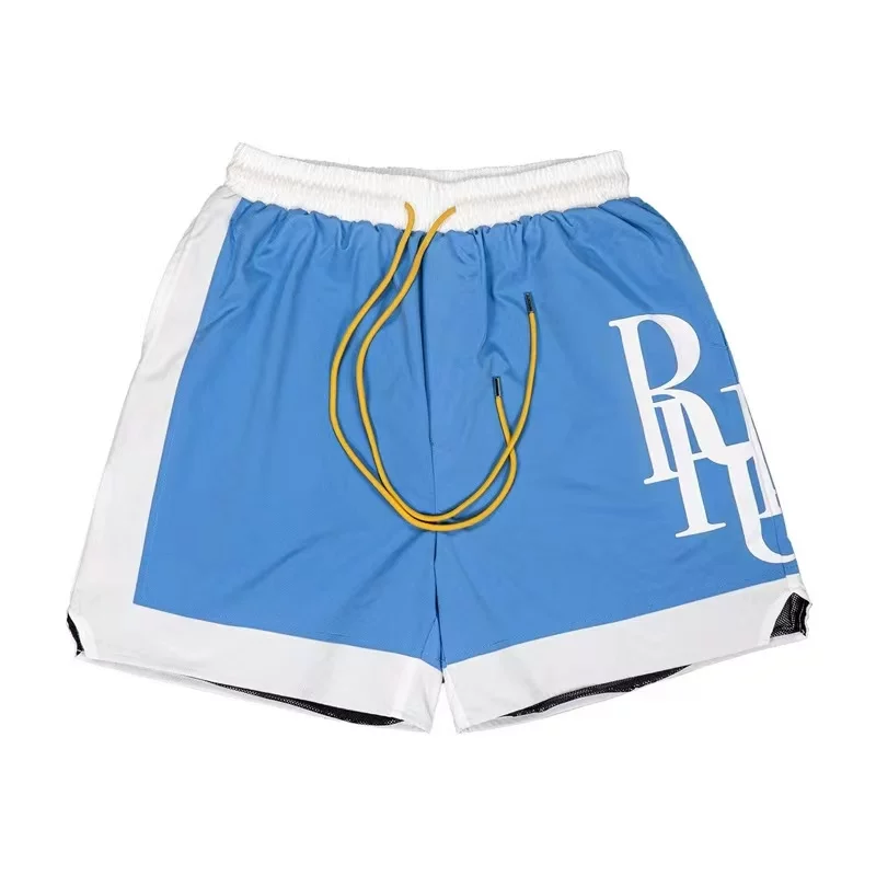 Rhude Hot Blue Color Block Basketball Shorts