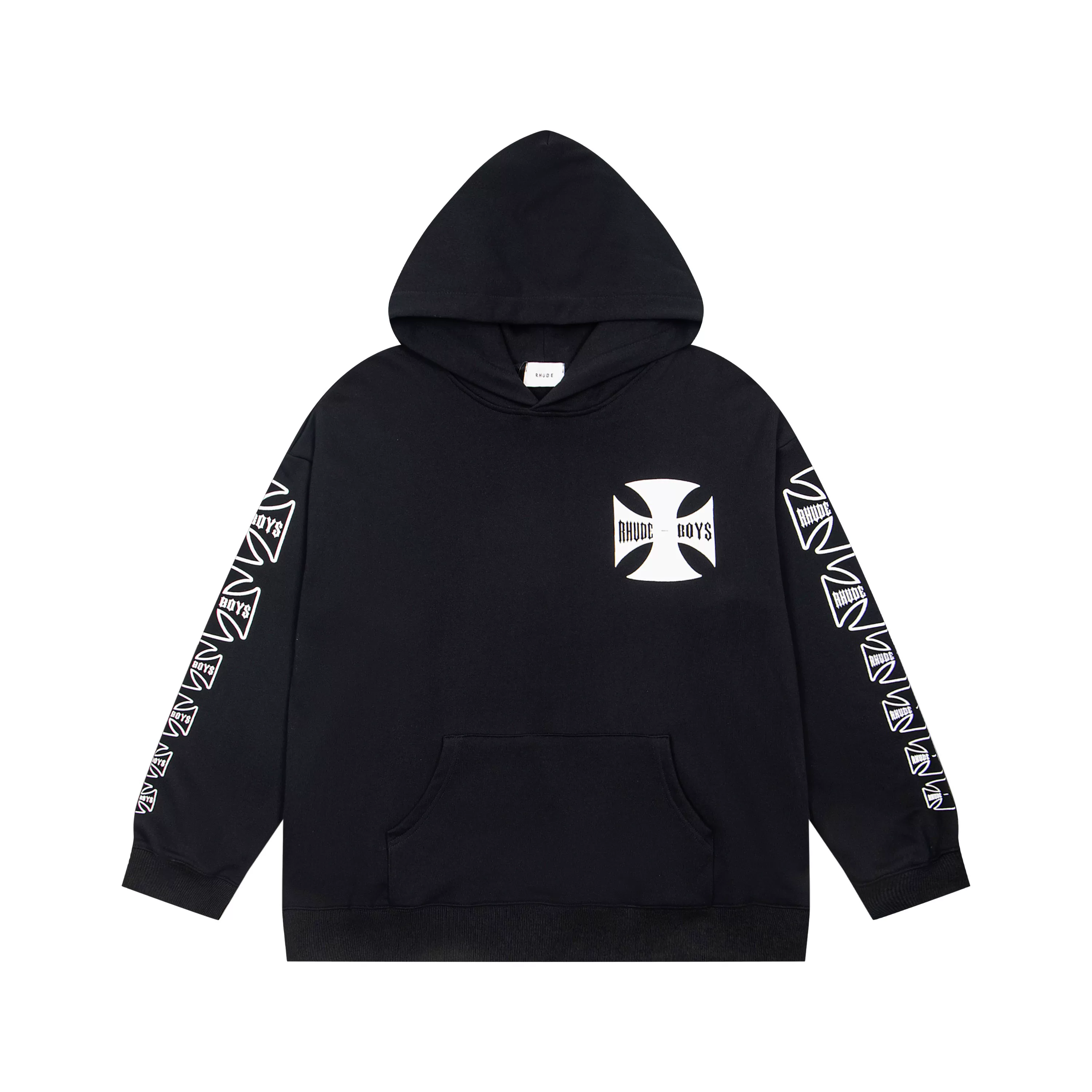 RHUDE Boys Cross Logo Sleeve Print Pullover Hoodie