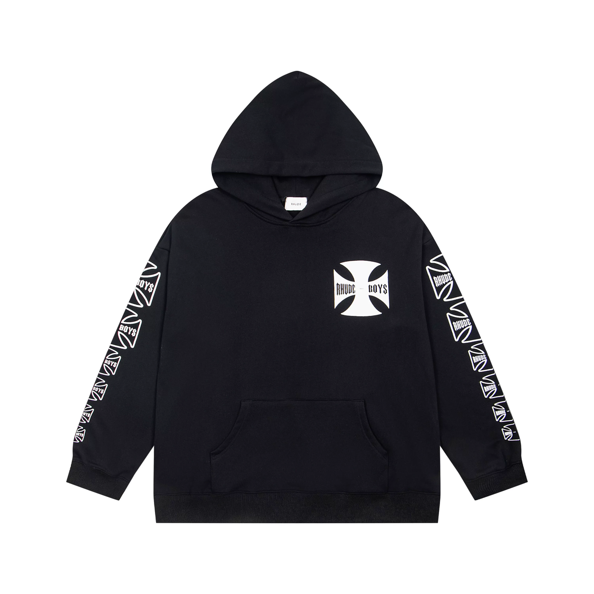 RHUDE Boys Cross Logo Sleeve Print Pullover Hoodie