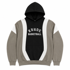 RHUDE Basketball Taupe Black Spliced Pullover Hoodie