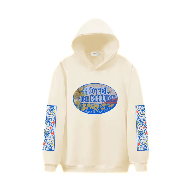 RHUDE Hotel De Rhude Cream Graphic Hoodie